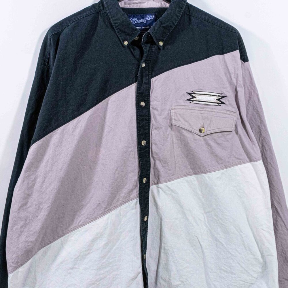 Wrangler Color Block Western Shirt XXL Cowboy Streetwear - Picture 5 of 8